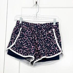 Sweaty Betty XS Pink and Blue 90s Abstract Print Athletic Shorts with Pockets